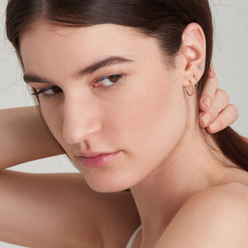 14kt Gold Mini Hoop Stud Earrings
